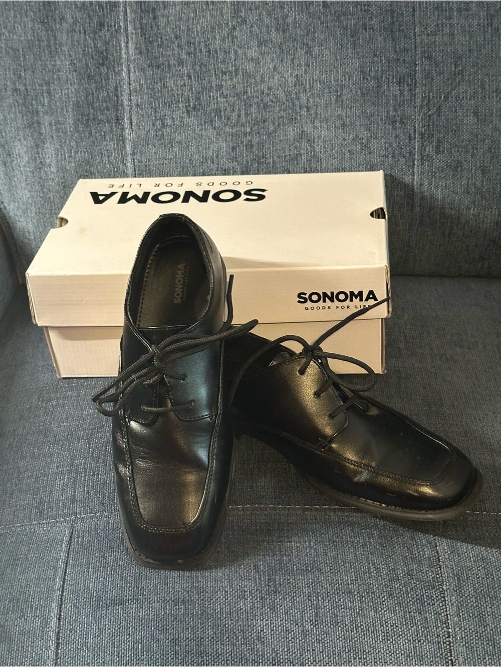 SONOMA Boys Black Lace-Up Dress Shoes Size 6 Med